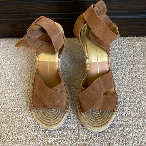 Dolce Vita brown suede wedge sandals. Size 8.